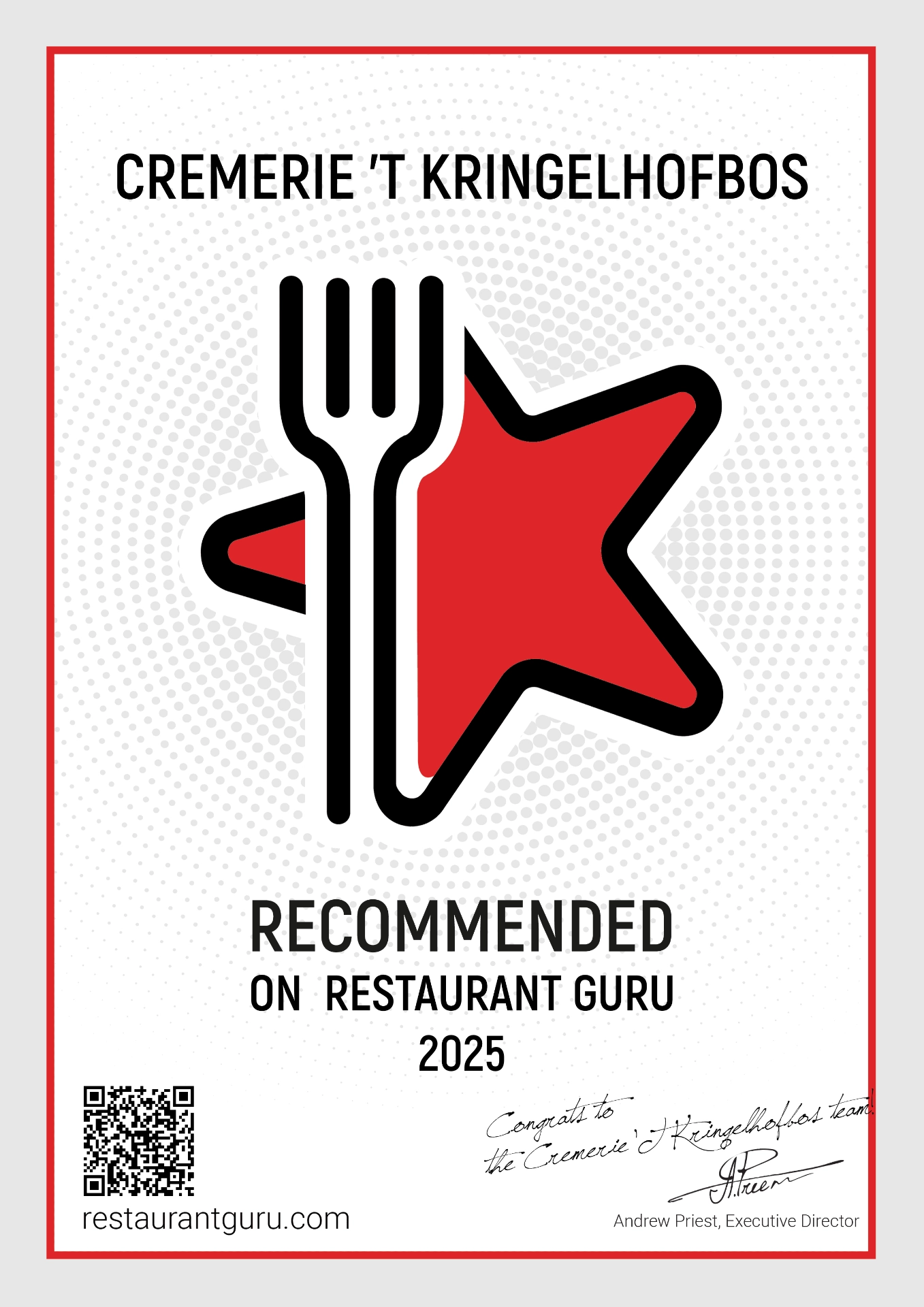 Restaurant Guru Recommended 2025 – Cremerie ’t Kringelhofbos
